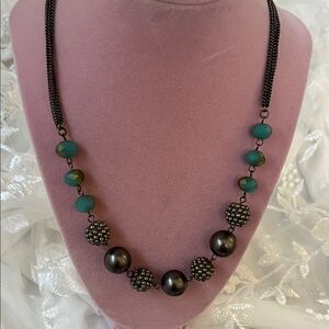 Chic Black and Green Beaded Necklace